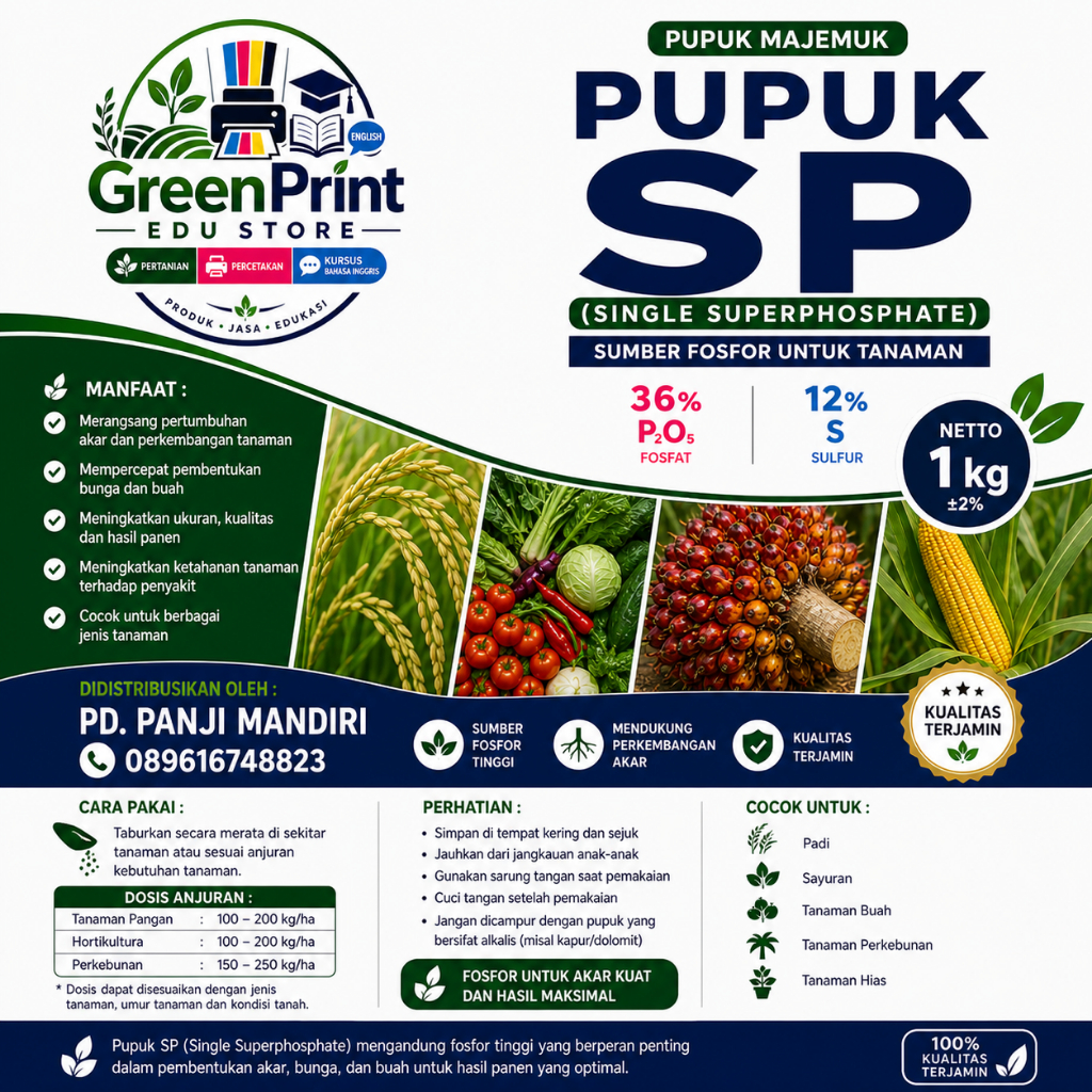 Pupuk SP 36 Ca 1Kg Super Phosphate 36% P2O5 Pupuk Akar Padi Jagung Sayur Buah