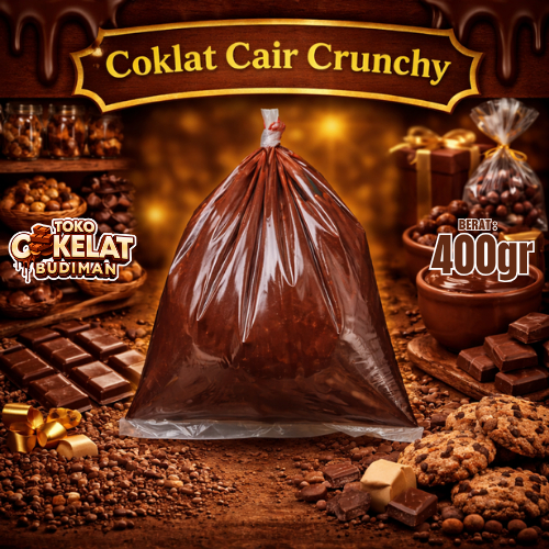 Coklat Cair Crunchy 400gr | Coklat glaze lumer untuk toping dan isian | Toko Cokelat Budiman