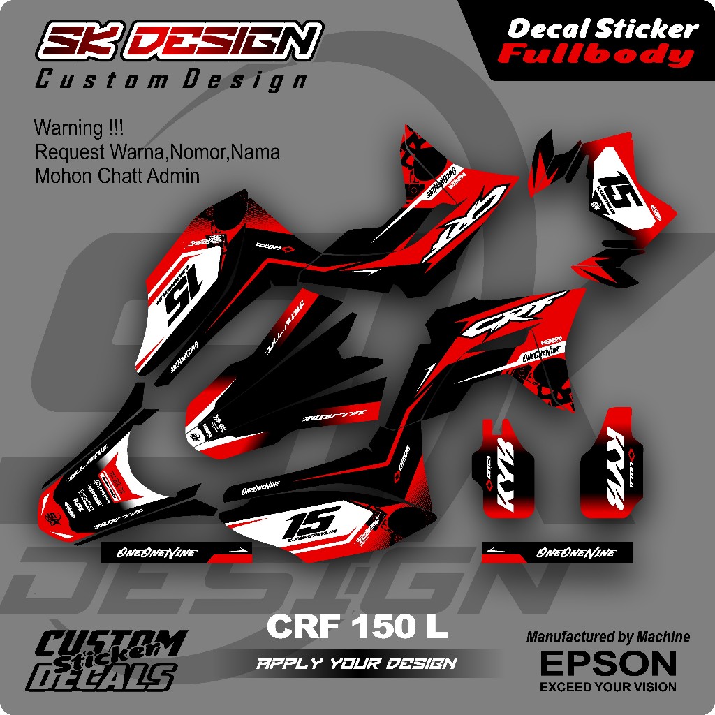 DC 0626 Sticker Decal Fullbody Motor Honda CRF 150 L Desain terbaru Keren Bebas Request