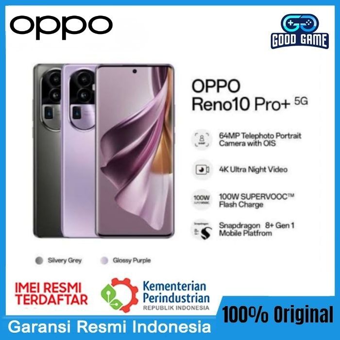 OPPO RENO 10 PRO PLUS 5G 12/256GB - Produk Resmi Indonesia