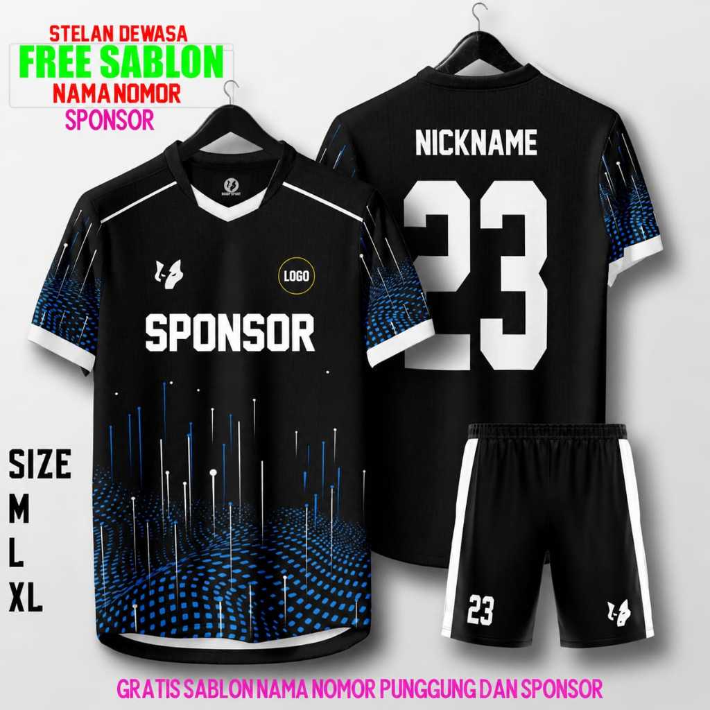 Paket hemat 18 Pcs Gratis Sablon Nama Nomor Sponsor Baju Bola Futsal Volly Badminton Olahraga Dewasa