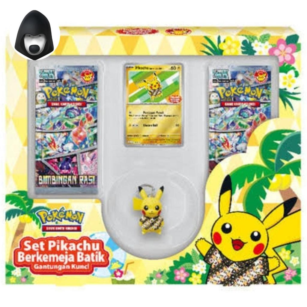 set pikachu berkemeja batik + gantungan kunci
