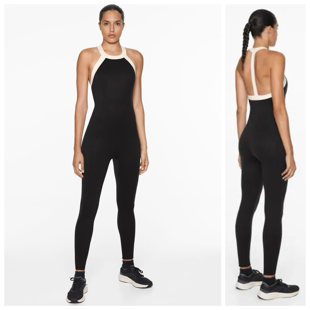 Oysho Woman Sport Jumpsuit Gym Black Original New - Size Xs & M