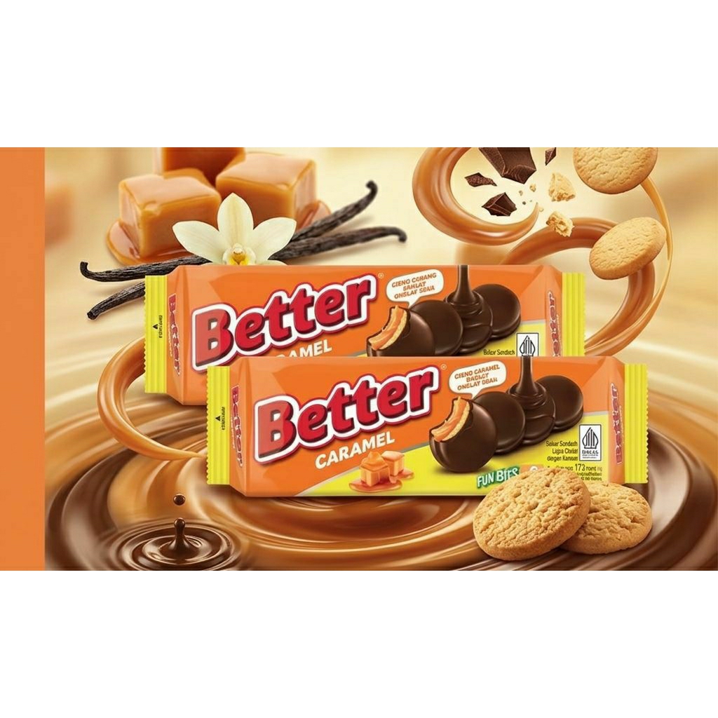 Better Caramel 100gr Isi 5 Pcs – Biskuit Karamel Lumer Manis Gurih, Snack Viral & Best Seller, Bikin