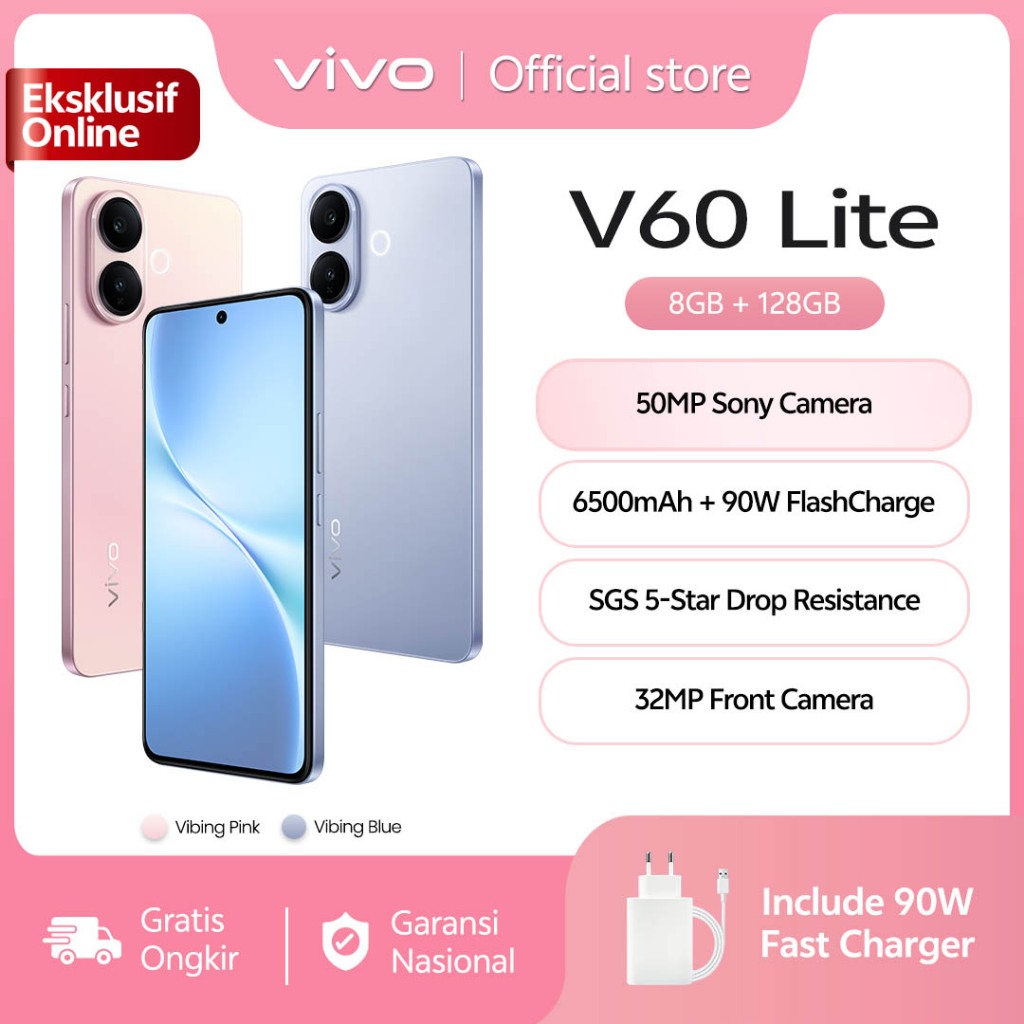 [ONLINE EXCLUSIVE] vivo V60 Lite 4G (8/128) 50MP Sony Camera, 6500 mAh + 90W FlashCharge, Bypass Cha