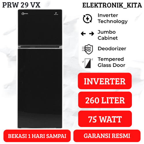 POLYTRON KULKAS 2 PINTU 260 LITER PRW 29 VX PRW 29VX PRW29VX INVERTER BELLEZA JUMBO GARANSI RESMI