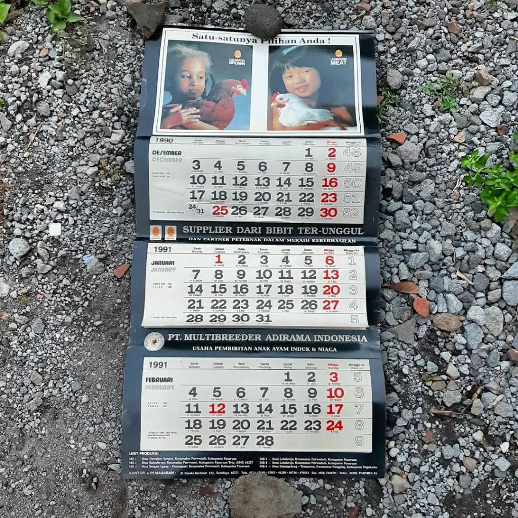 Kalender jadul tahun 1991