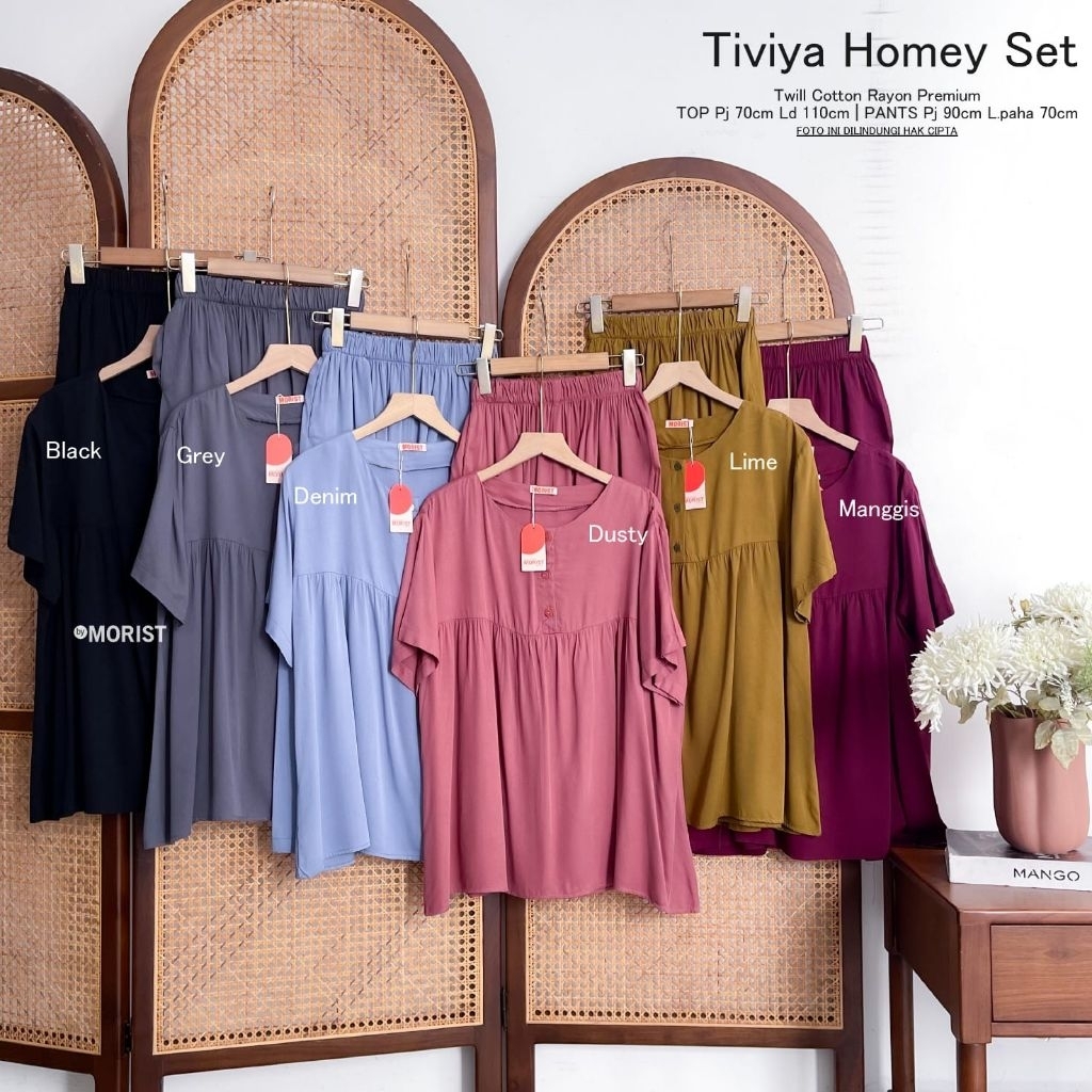 TIVIYA HOMEY SET POLOS PIYAMA TWILL COTTON RAYON PREMIUM ADEM HALUS NYAMAN BY MORIST