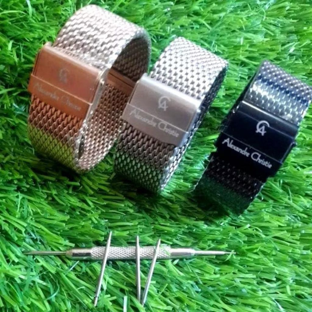 Rantai Jam Alexander Christie Rantai Mesh Rantai Jam Ac 16mm 18mm 20mm 22mm 24mm Silver Stainless ST
