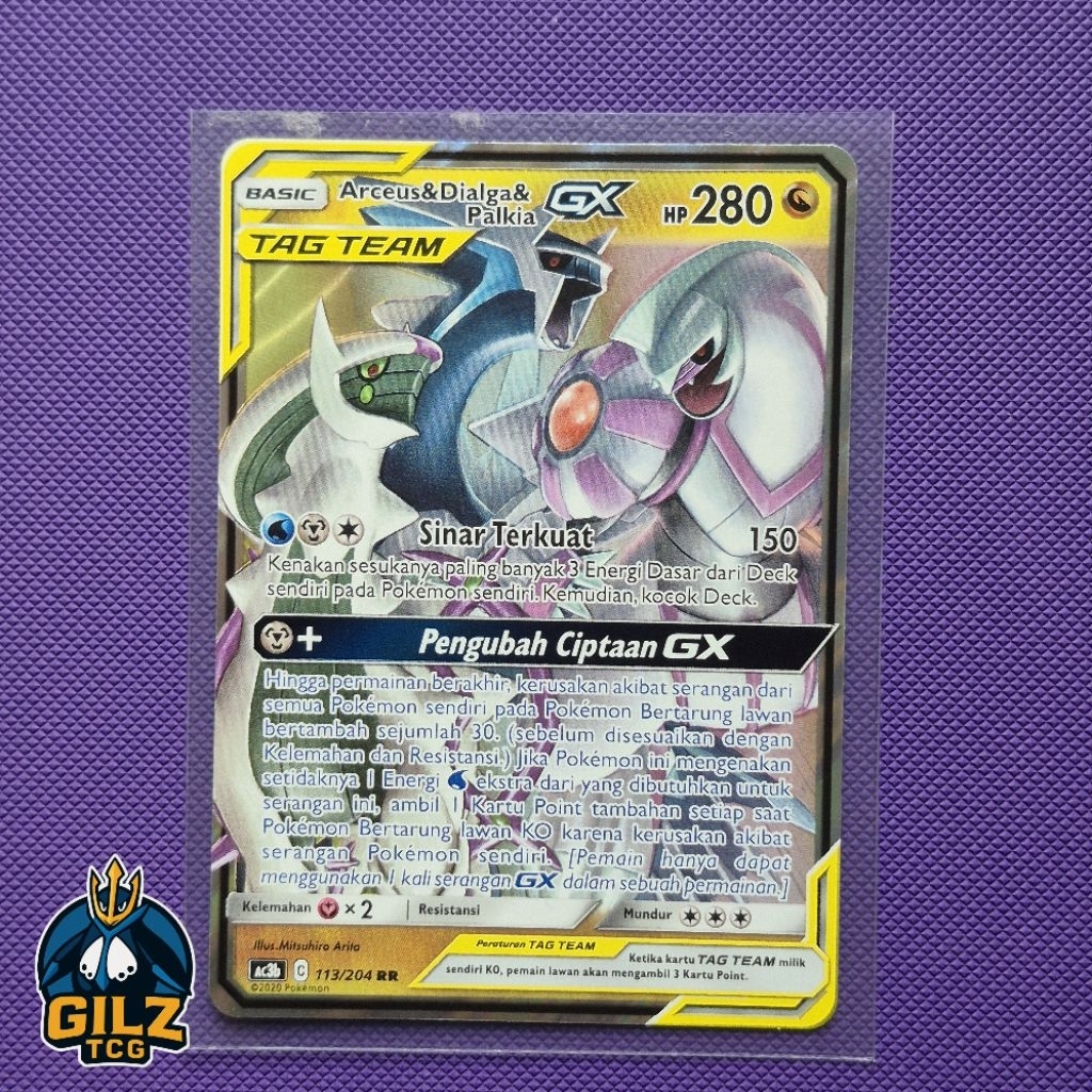 Kartu Pokemon Arceus & Dialga & Palgia GX Tag Team RR 113/204
