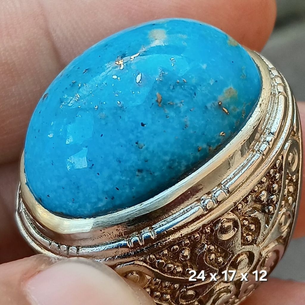 NATURAL BATU PIRUS PERSIA MUMBUL WARNA BIRU SOLID