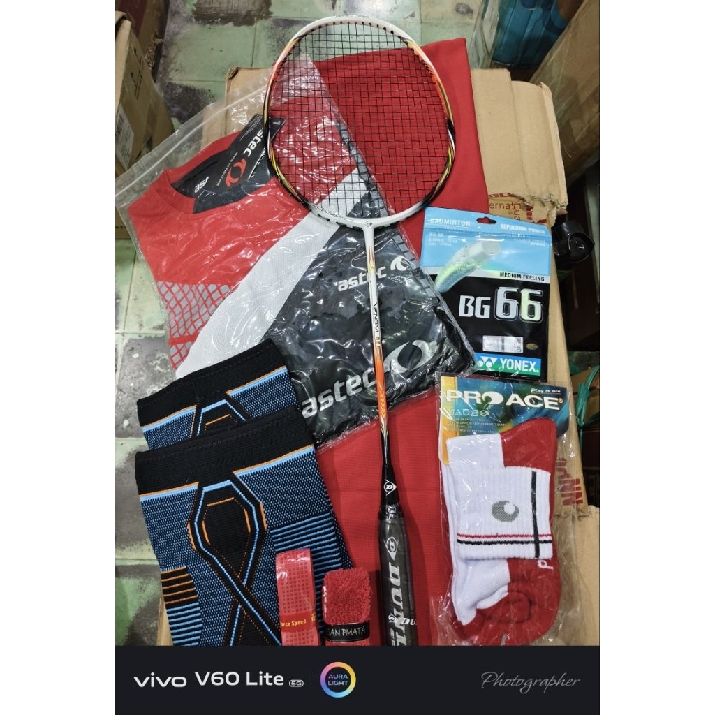 Raket Badminton Dunlop Seri Venom 110-O , 210-B , 310-G Original Komplit