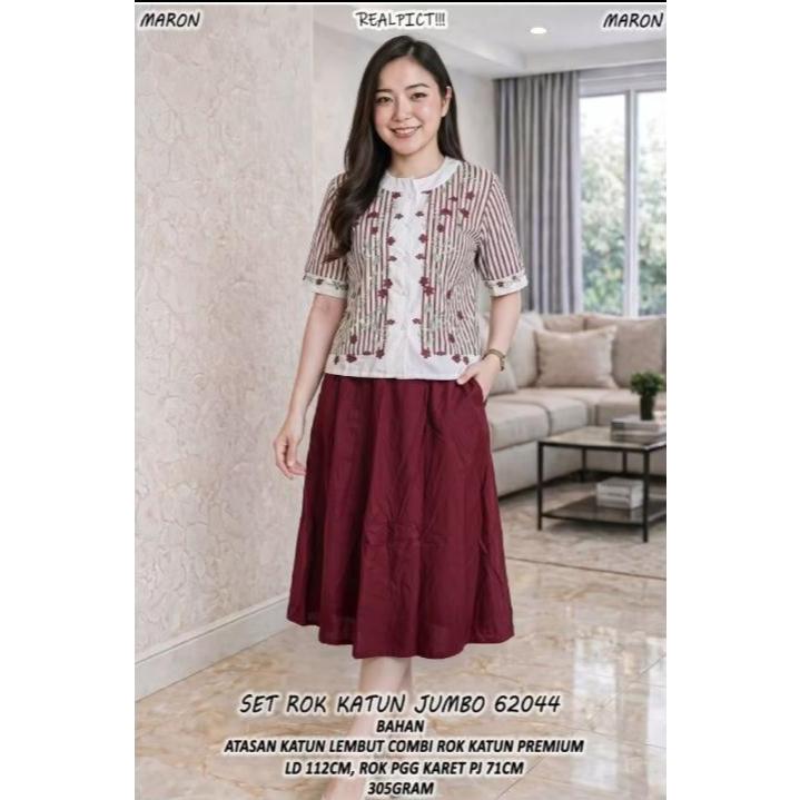OY 9687 setelan wanita rok one set baju katum motif jumbo kekinian set cewe murah terbaru stelan rok