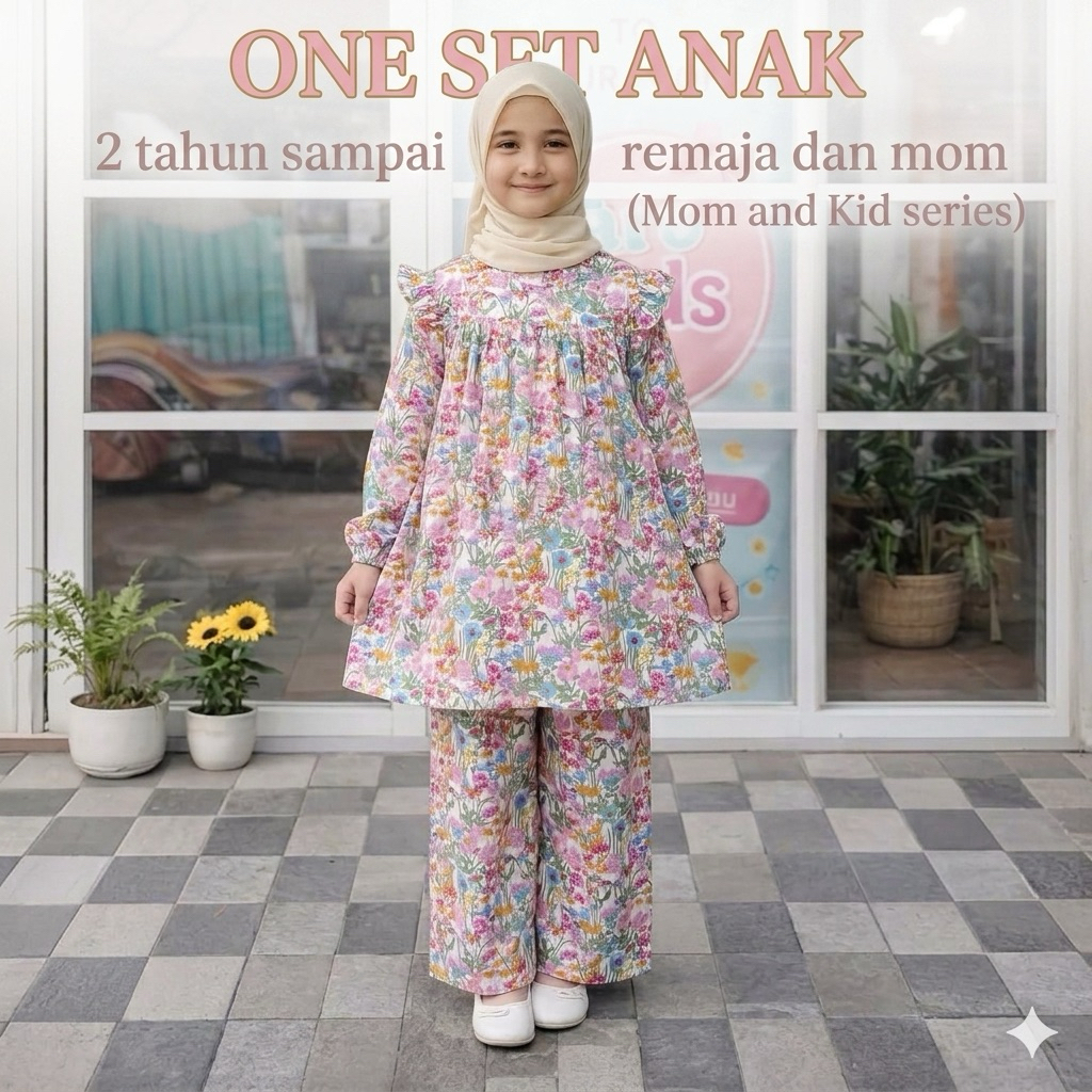 [AROKIDS] Aletta one set anak perempuan setelan celana panjang model one set tunik anak perempuan us