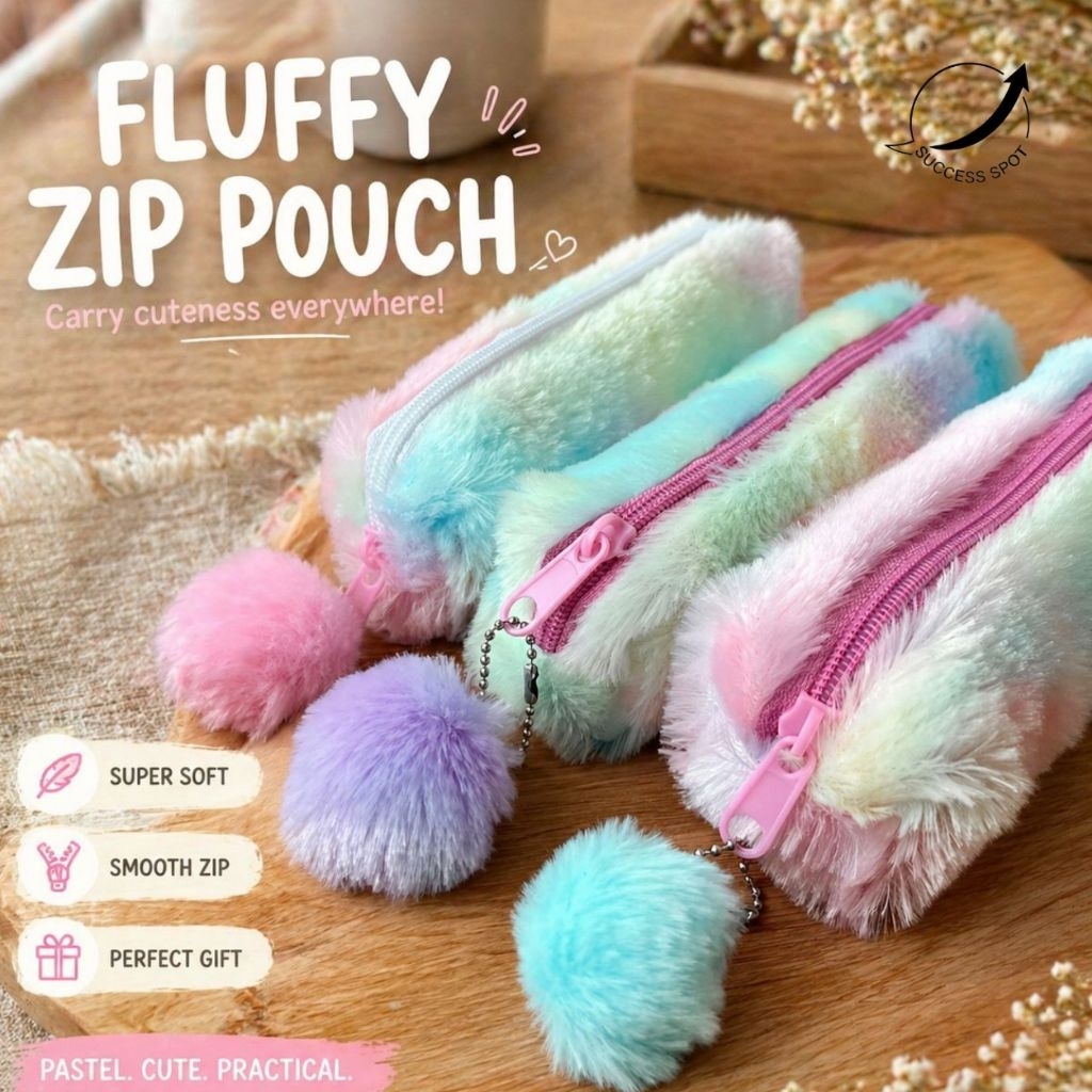 Kotak Tempat Pensil Bulu Unicorn Galaxy Universe 20x8cm Pouch Pensil Lucu Girly Pink Blue Purple Est