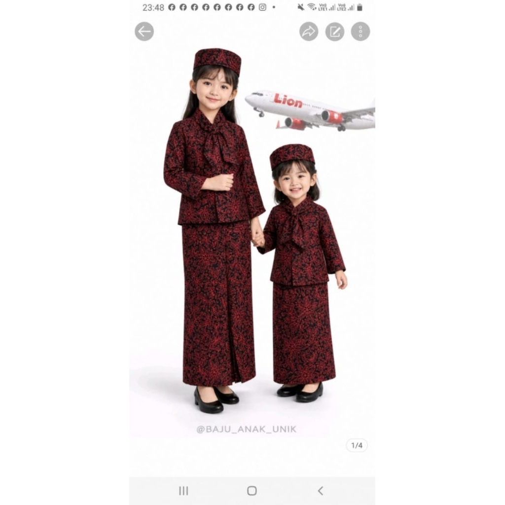Seragam Pramugari / Baju Pramugari Lion Air / Seragam Batik Anak / Seragam Batik Cewek / Seragam Pro