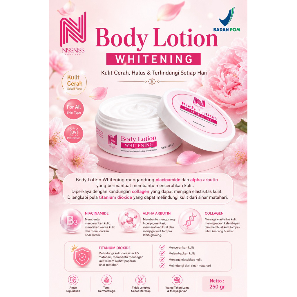 body lotion nisbeauty care/ body lotion pemutih / body lotion BPOM