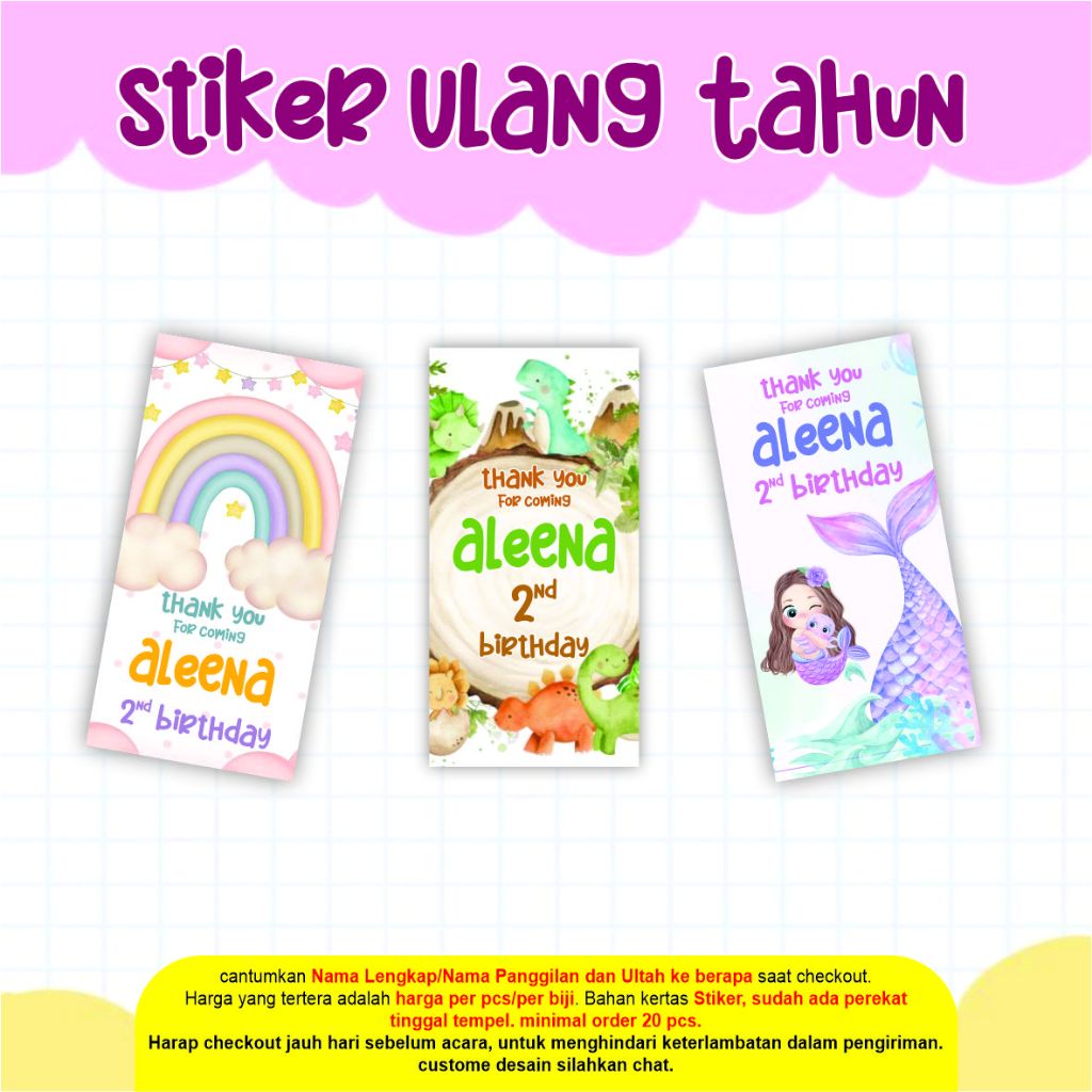 Stiker Segel Box Ulang Tahun Anak Custom - Birthday Sticker