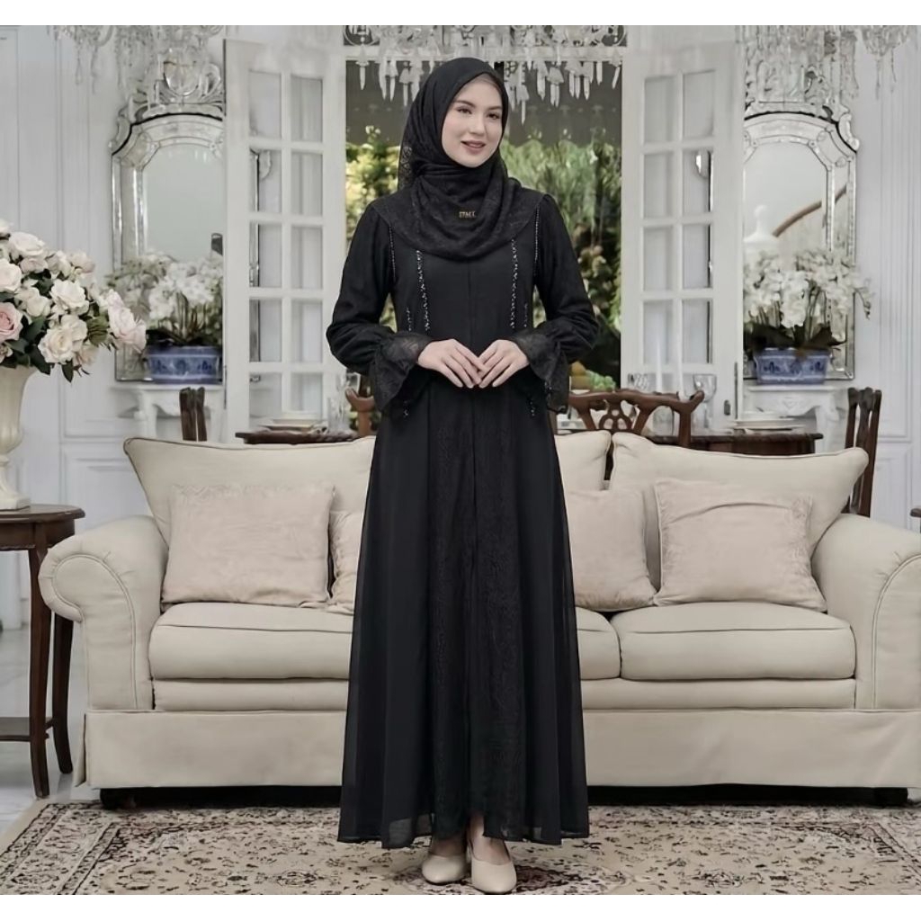 Dress / New Brukat / Gamis Muslim / Dress Brukat Abaya Dress Arab Biyan Gamis Pesta Mewah Crinkle Br