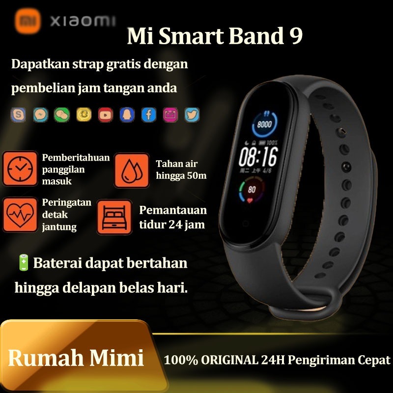 Smartwatch Xiaomi M9 dengan Layar Tahan Air, Smartwatch Pemantau Detak Jantung, Pelacak Kebugaran, U
