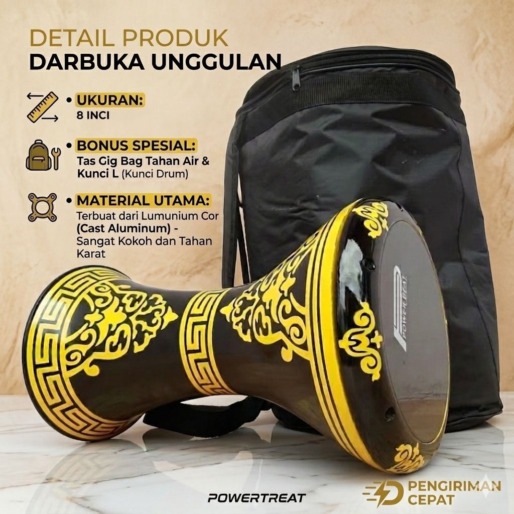 DARBUKA 8 INCHI Motiv bagus / CALTI / REBANA / BASS / ALAT MUSIC