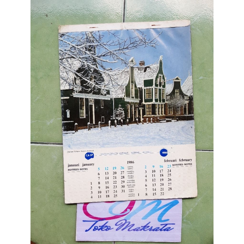 kalender tanggalan dinding tahun 1986 jadul lawas lama langka