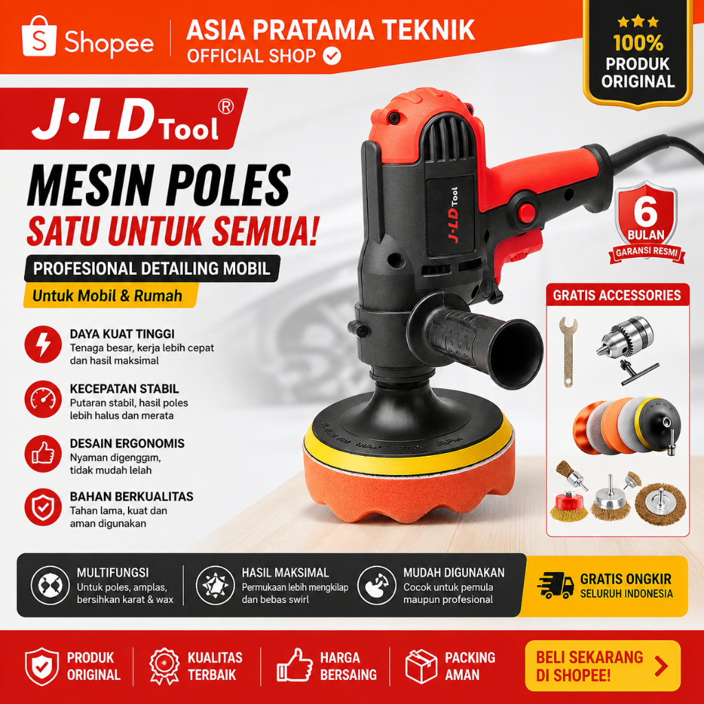 JLD MESIN POLES J3310 UK 5" Mesin Polisher 330w Mesin Poles Body Mobil / Motor Lengkap Murah