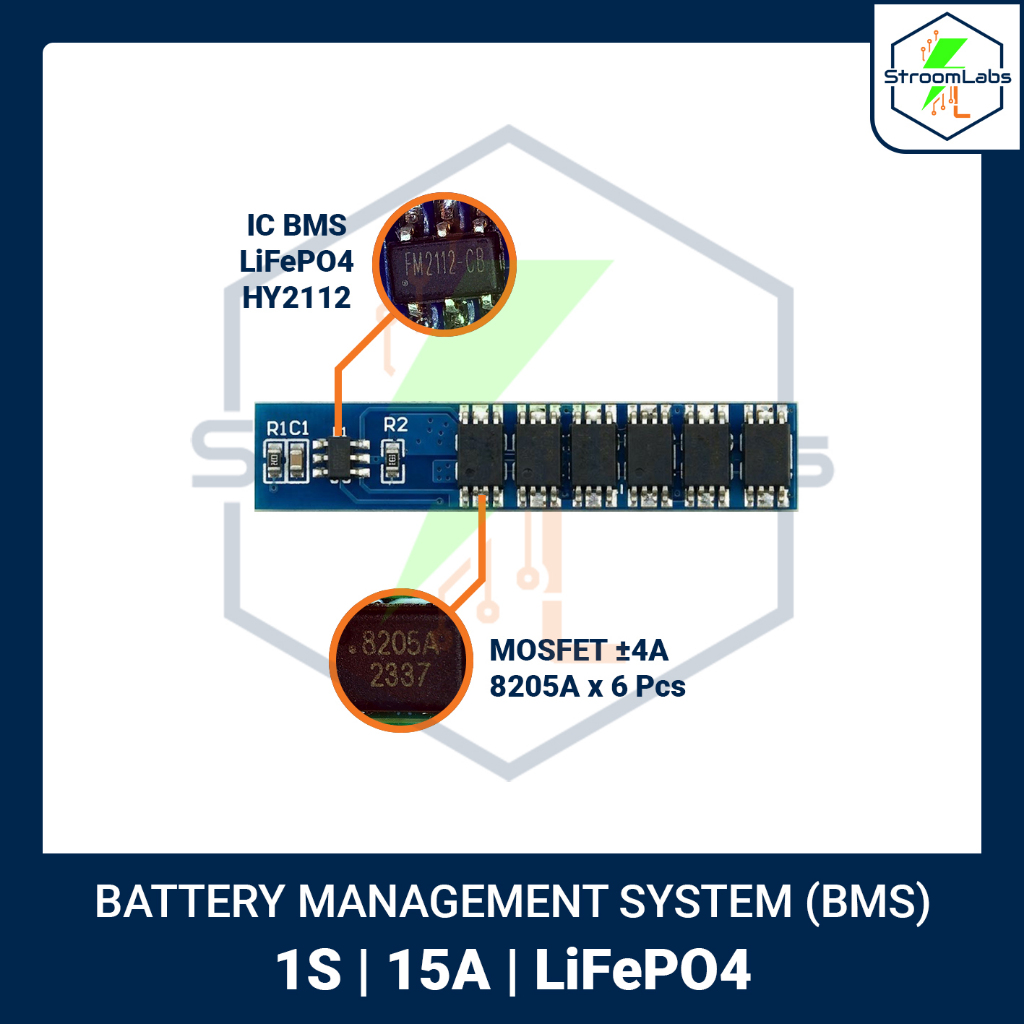 BMS 1S 3.2V 15A LIFEPO4 6 MOSFET PAPAN PROTEKSI LFP 33140 32700