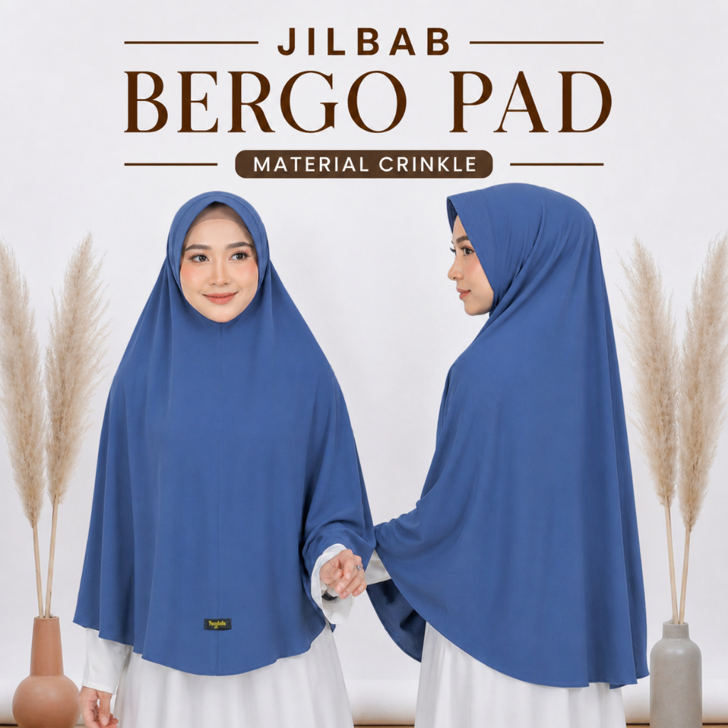 Hijab Bergo Crinkle Airflow Pet Tanpa Tali /Hijab Instan Crinkle Pet Antem Size XL
