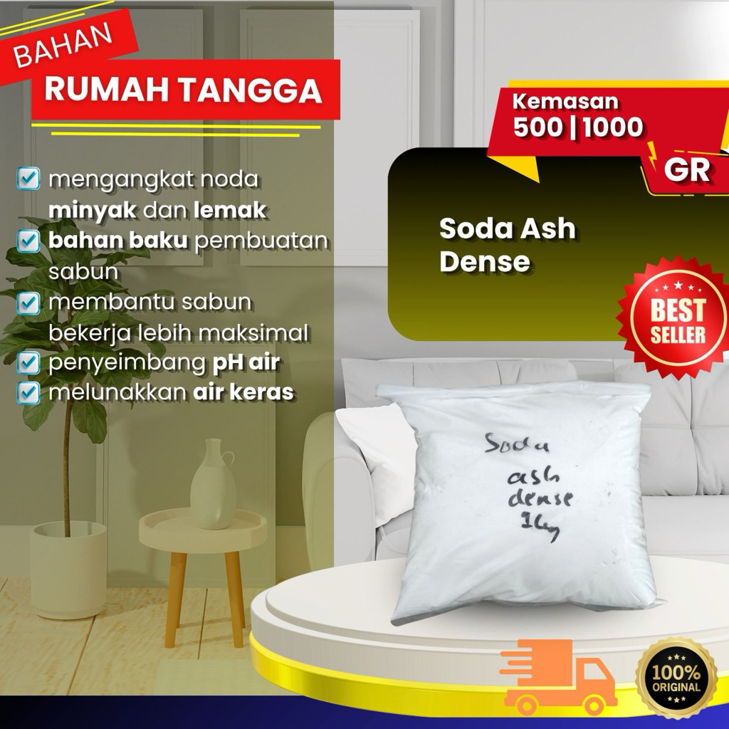 Soda Ash Dense | Na2CO3 | Bahan Booster Sabun Laundry & Deterjen | Bahan Serbaguna Pakaian
