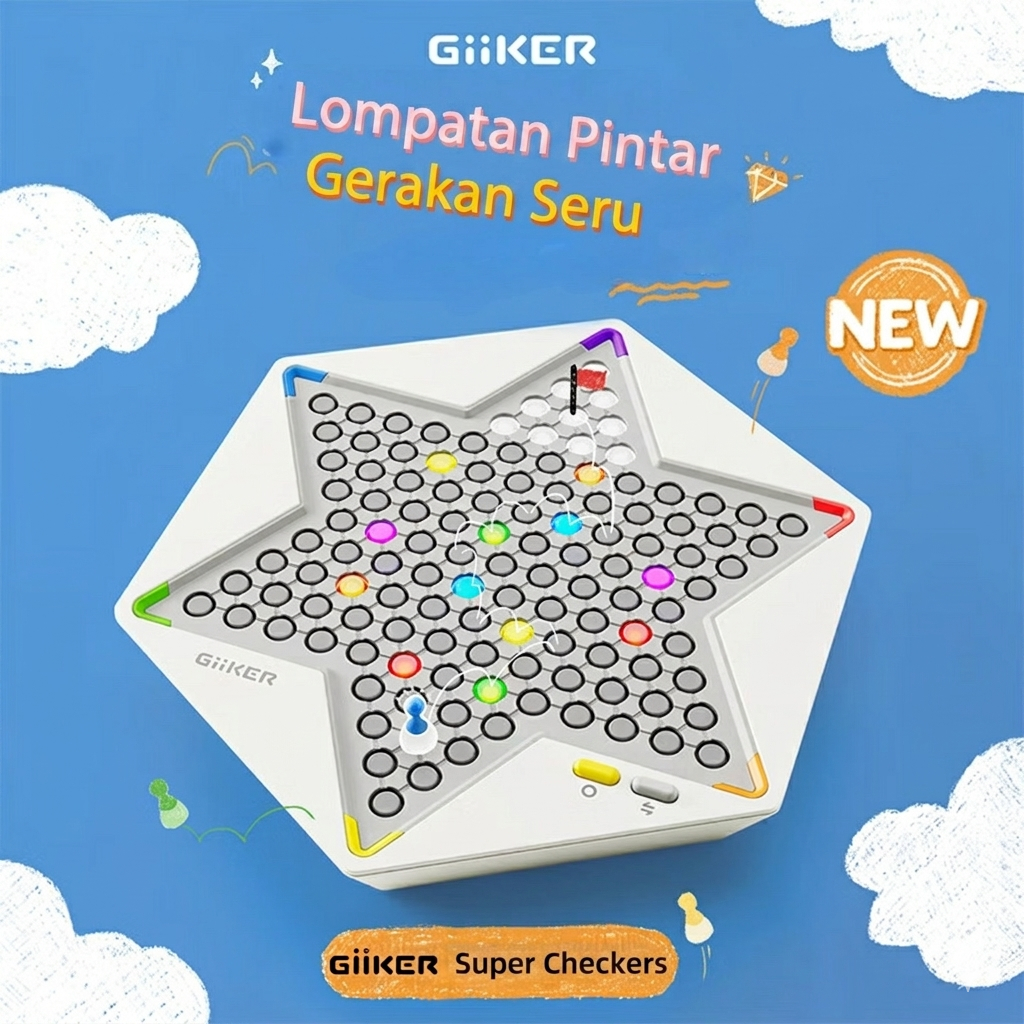 GiiKER Super Checkers - Permainan Papan Strategi Edukasi Catur Pintar Elektronik Lampu Suara 500 Lev