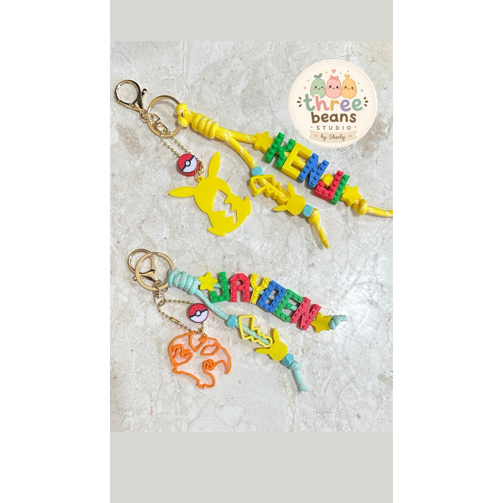Gantungan Kunci Custom Nama Lucu Keychain Anak Utk semua keychain tema lego mario Pokemon pikachu ch