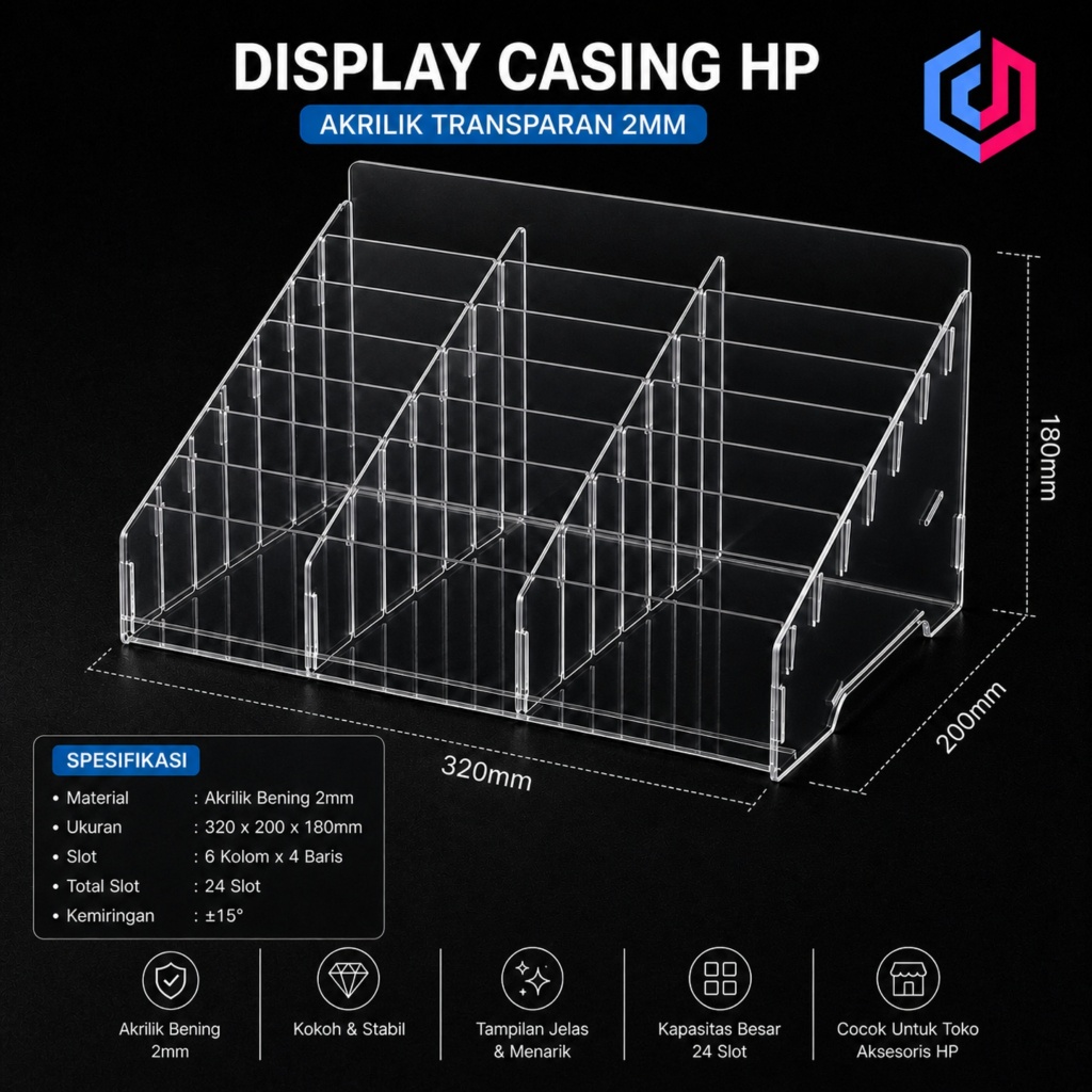 DISPLAY CASING HP AKRILIK TRANSPARAN 2MM