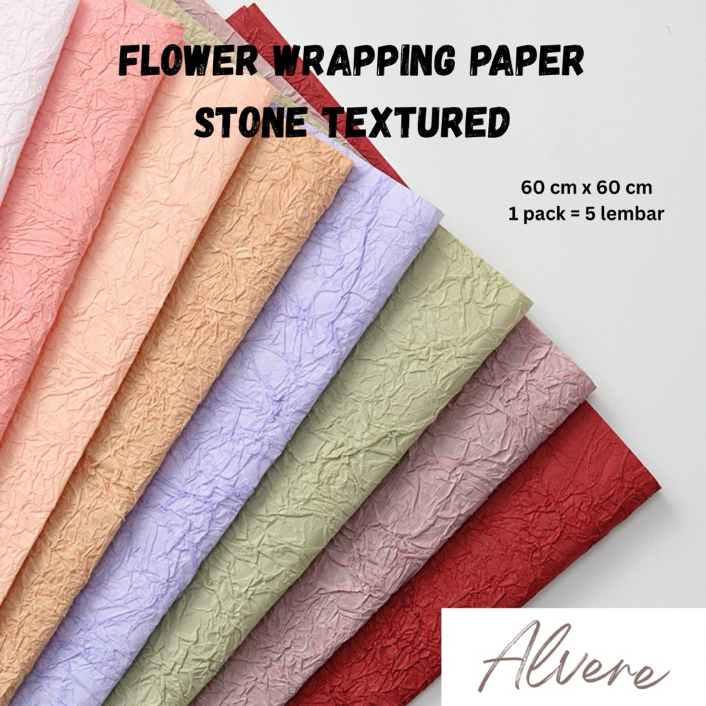 Flower Wrapping Paper Stone Textured Crepe Motif 3D Tebal Kertas Tekstur Premium