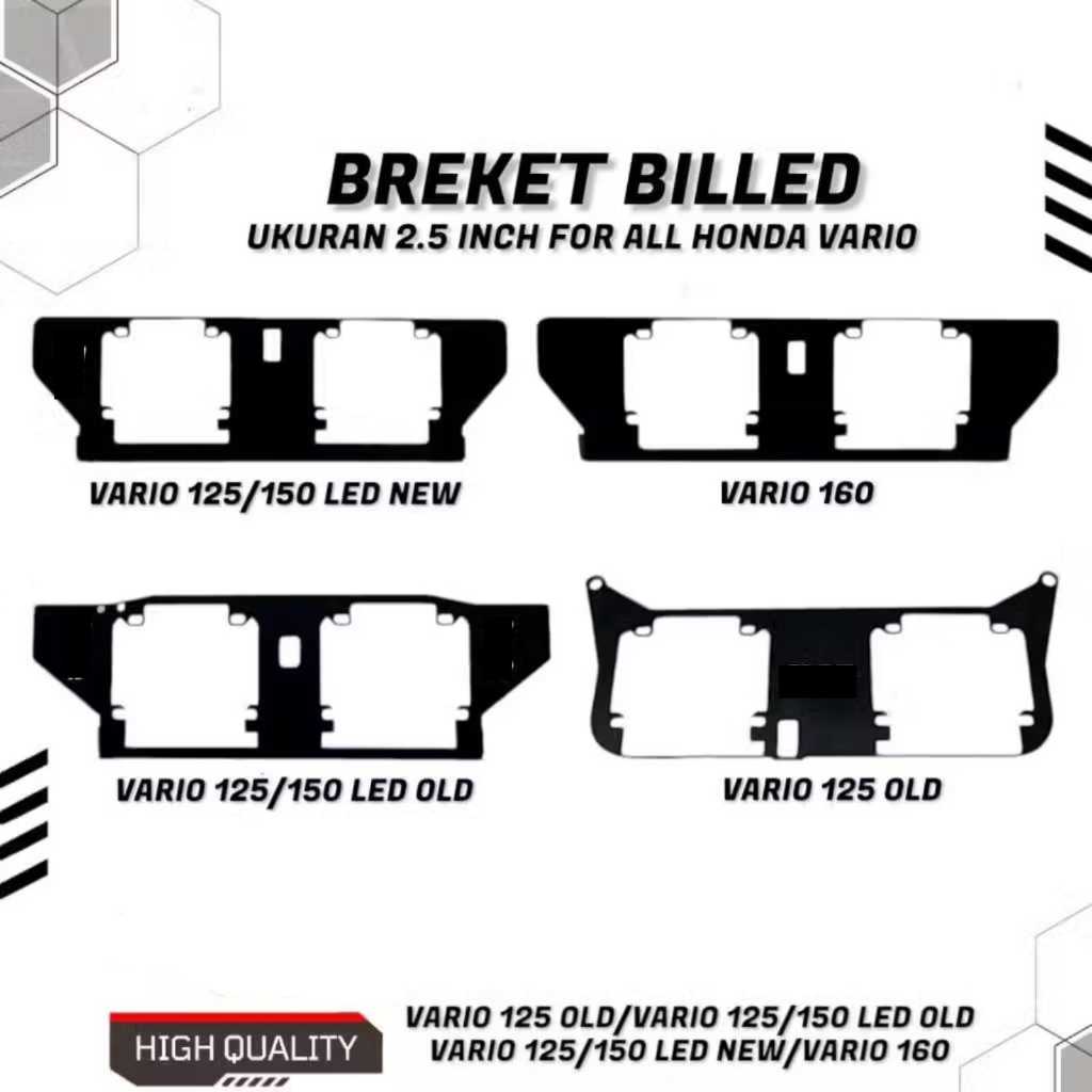 Breket Bracket Dudukan Lampu Projie Biled 2,5 Inch HID Vario 160/Vario 125 150 LED OLD/Vario 125 150