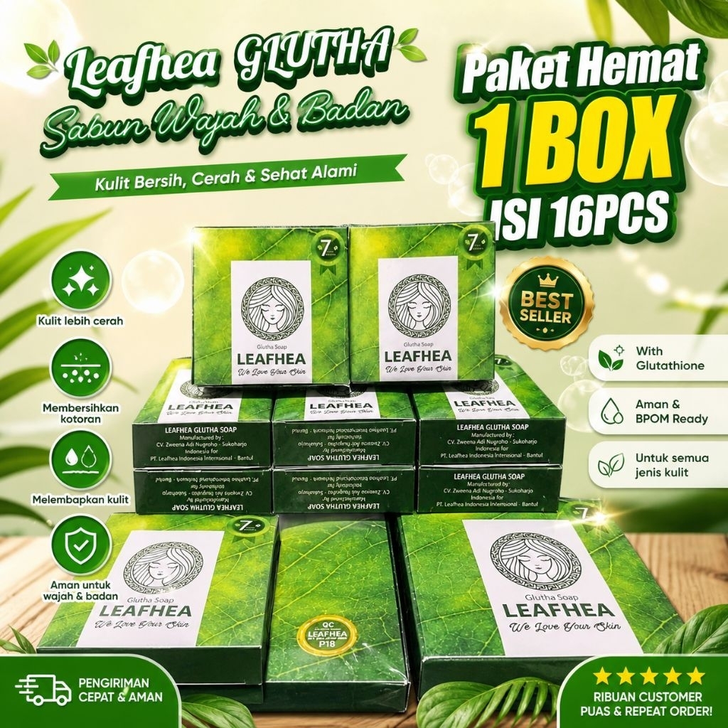 [ 1-Box IsI- 16 PCS ] SABUN LEAFHEA GLUTHA SOAP original BPOM | Sabun Multifungsi | membersihkan  me