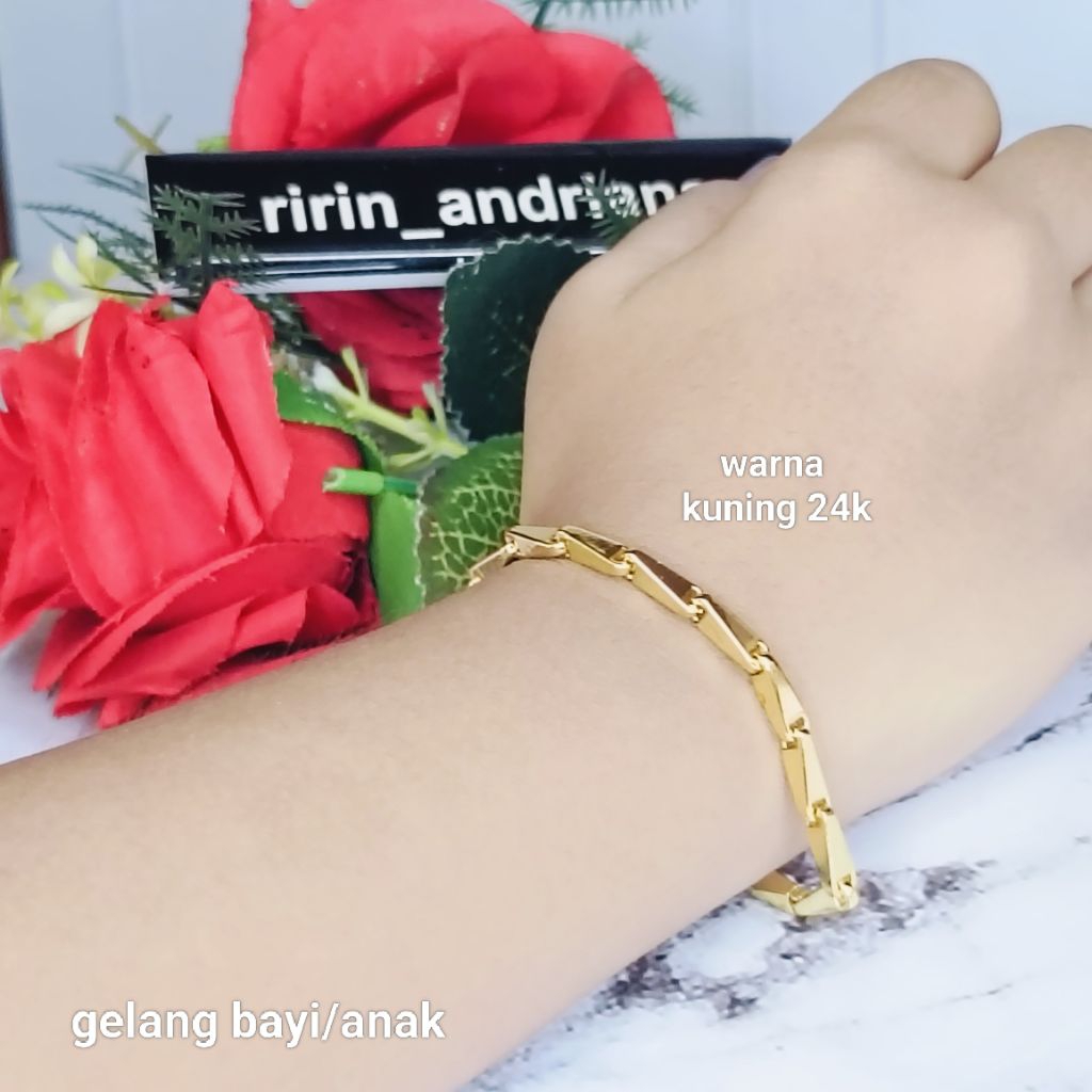gelang bayi/anak motif padi Palembang lapis emas yaxiya