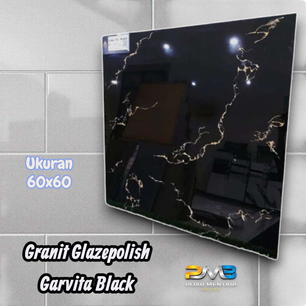 Granit Glazepolish Lantai Dinding GARVITA BLACK 60x60 ARNA