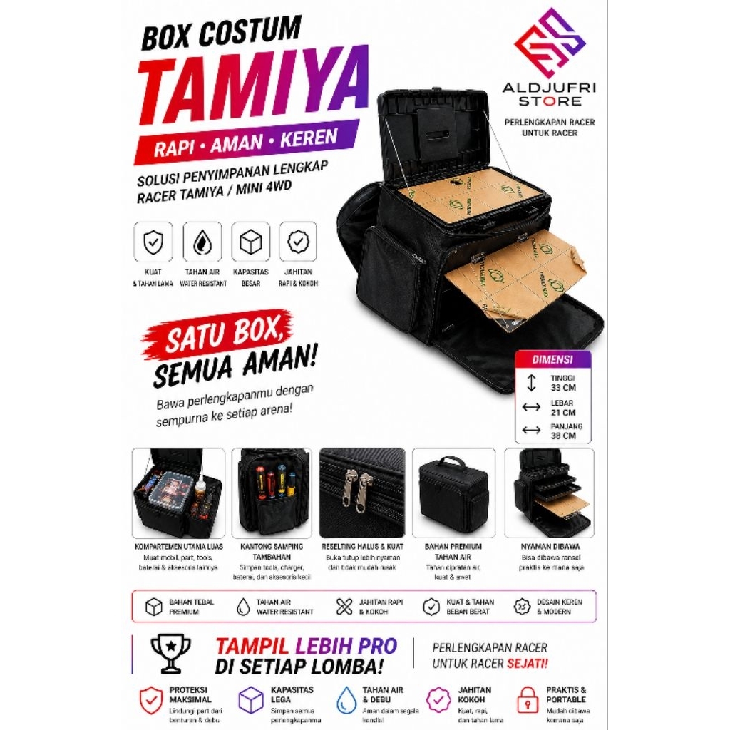 Box tamiya costum set akrilik charger (tambahkan packing biar aman)