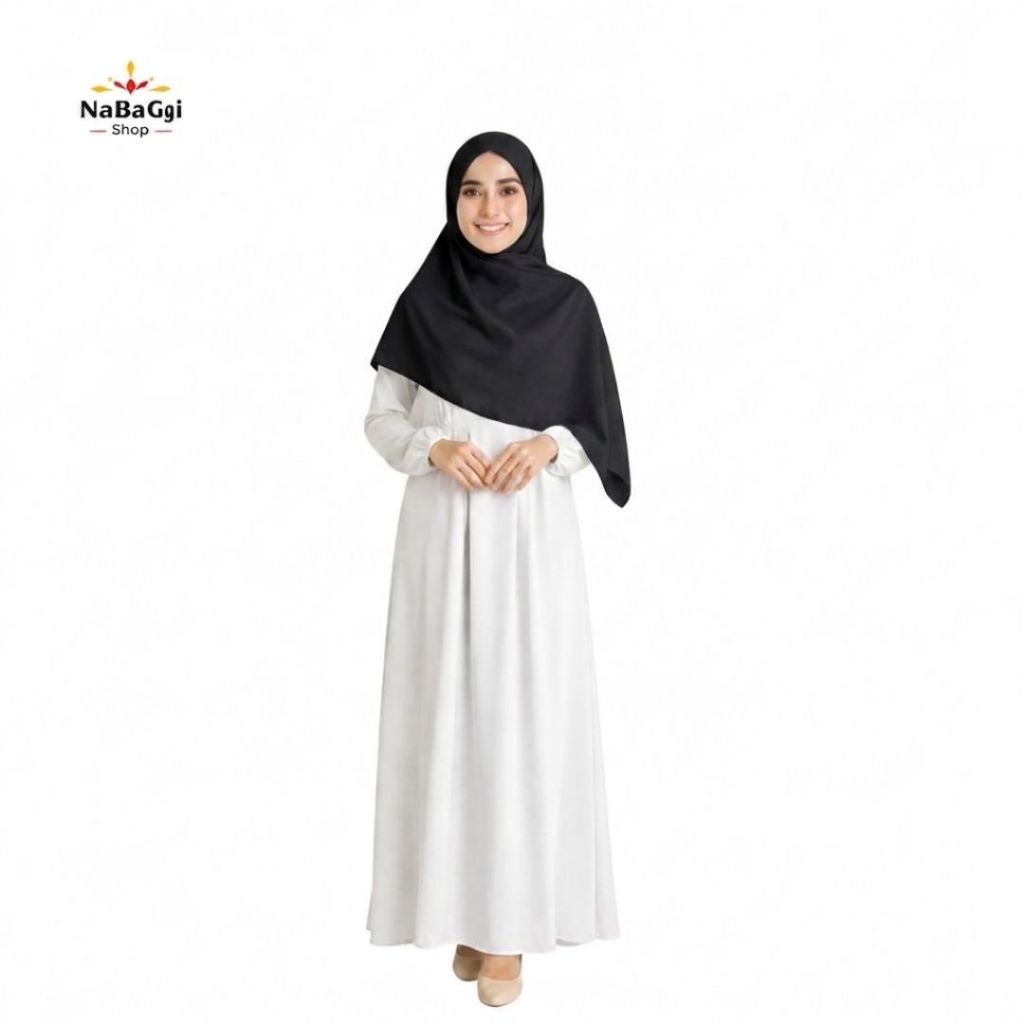 NABAGI SHOP - Hijab Polos Segi Empat - Hitam