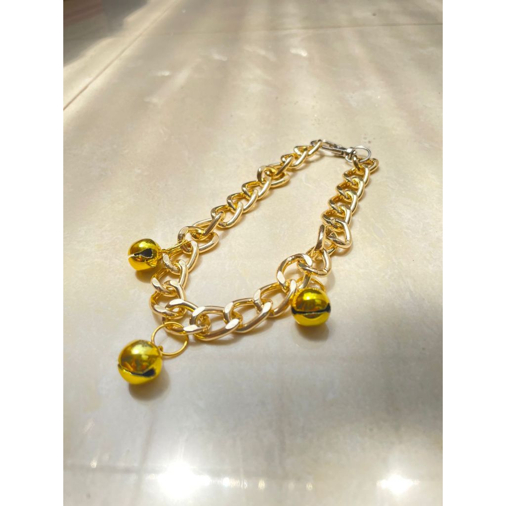 (The Bool's) Kalung Kucing Rantai Emas 3 Lonceng preman bahan Akrilik Lonceng 3 ukuran 14mm