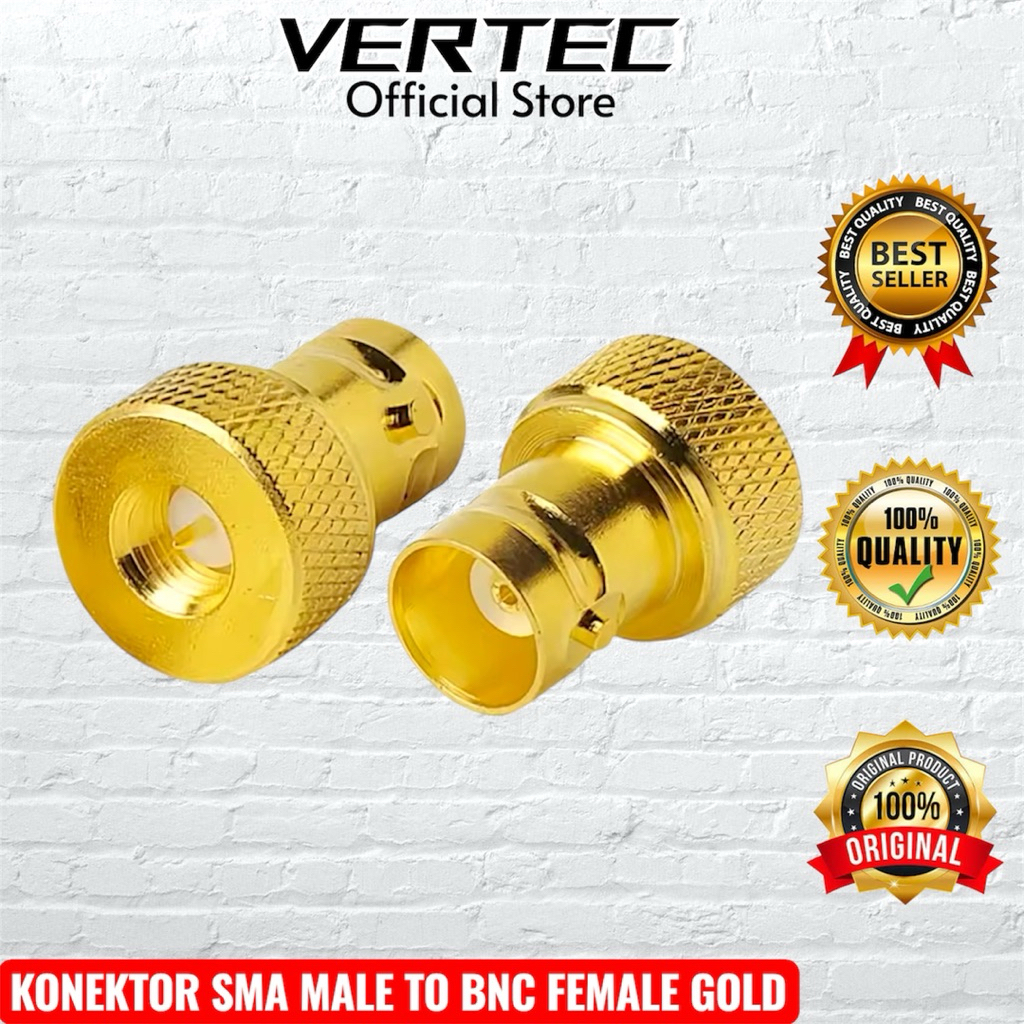 Konektor SMA Male To BNC Female Gold untuk Antena HT Weierwei VEV V8 Plus V8Plus Compatible Firstcom