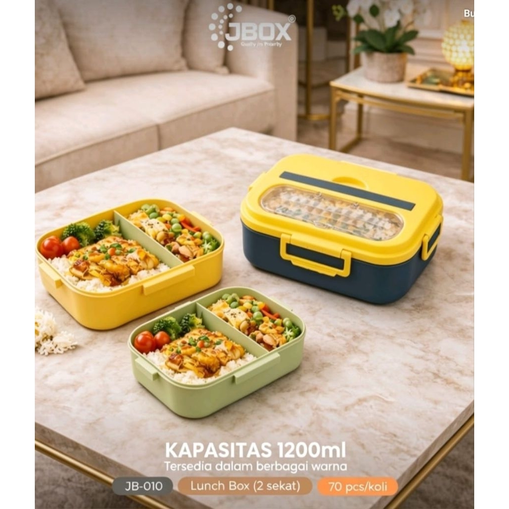 Lunch box / kotak makan kode JB-006 | JB-011 | JB-010 2 skat uk 1200ml ( free sendok & garpu )