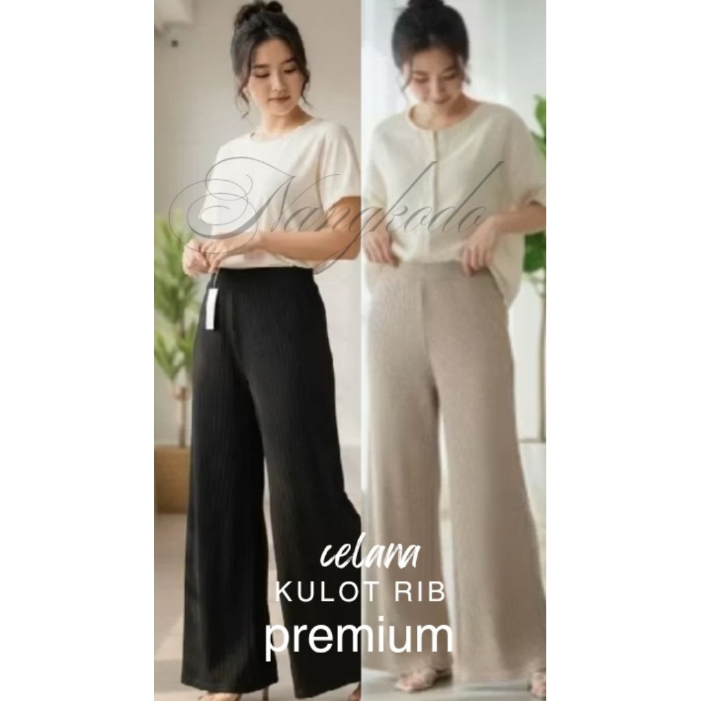 celana kulot rib premium Korean style/ celana kulot rib panjang Korean style/ celana kulot rib kekin