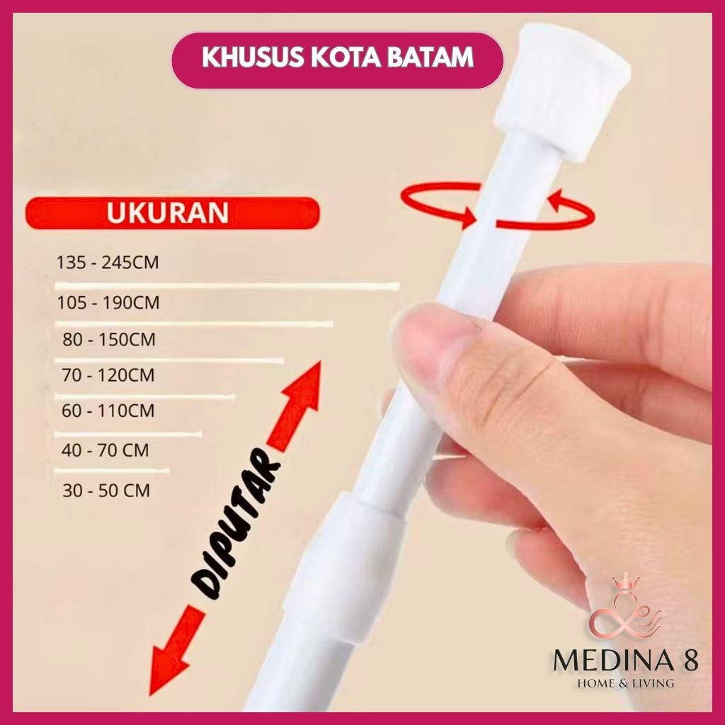[BISA INSTANT] [BERBAGAI UKURAN] Tiang Gorden/Tiang Ajaib Tanpa Paku Dapur/ Tiang Multifingsi Ready 