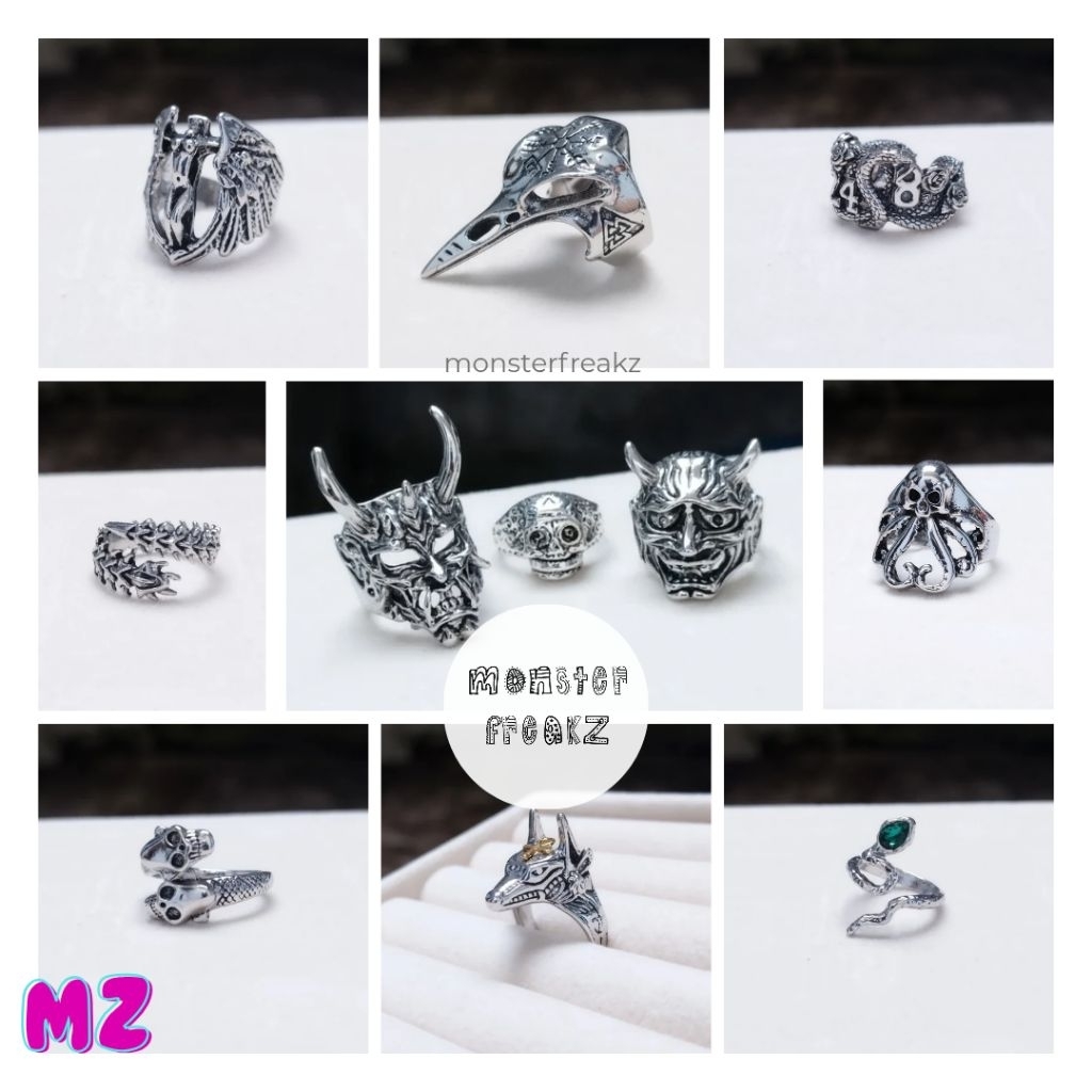 MZ Vintage Snake Dragon Ring | Cincin Ular Skull, Cincin Cowok Pria Wanita, Retro Aesthetic