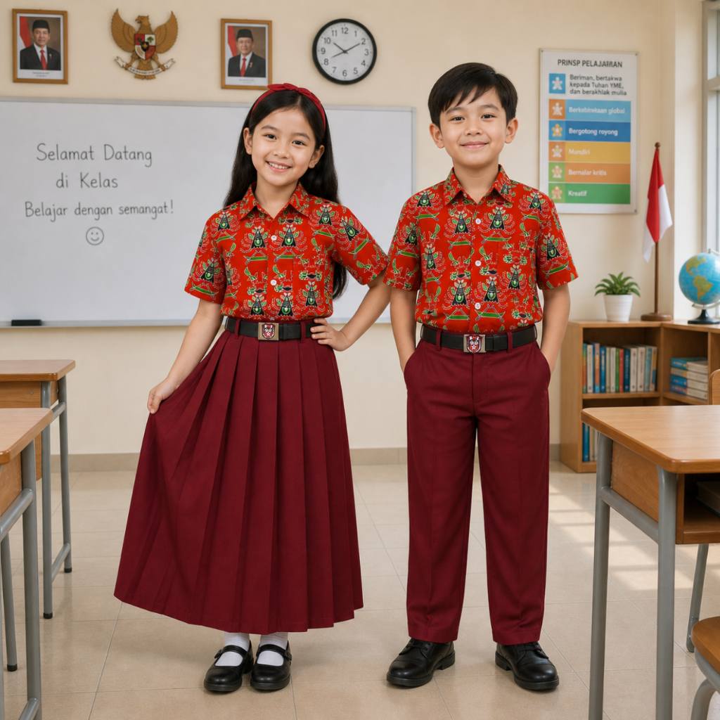 Seragam Sekolah Batik SD Lengan Pendek Baju Sekolah  DERESA GROSIR