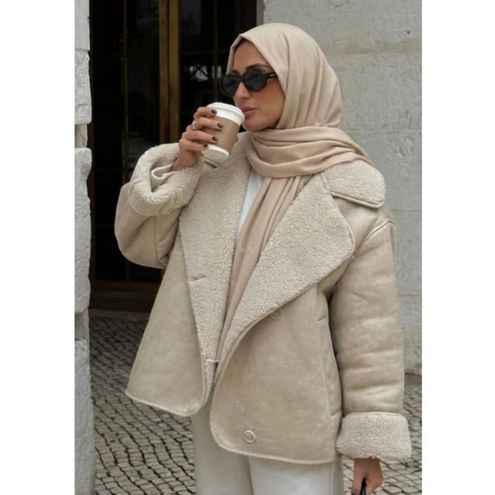 Sherpa Jaket Bulu Domba - Jacket Cewek Wanita winter