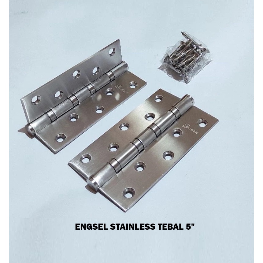 Engsel Pintu 5 Inch Tebal Stainless Engsel Jendela Pintu Rumah Stenlis Engsel Gomeo Baut 5 Putih Sil