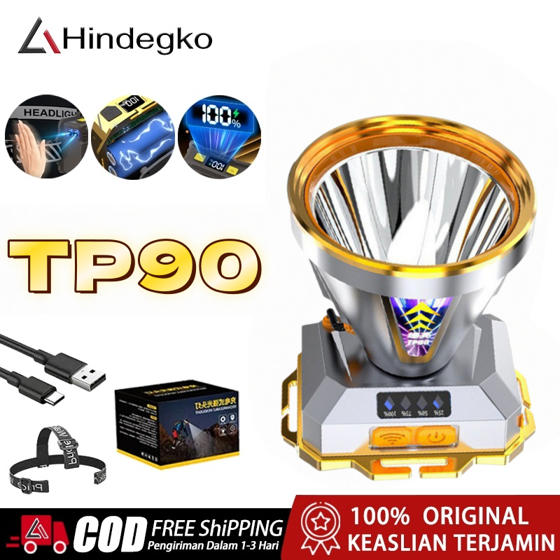 Hindegko TP95 HeadLamp lampu senter super terang senter led super terang tahan lama Senter Cas Kepal